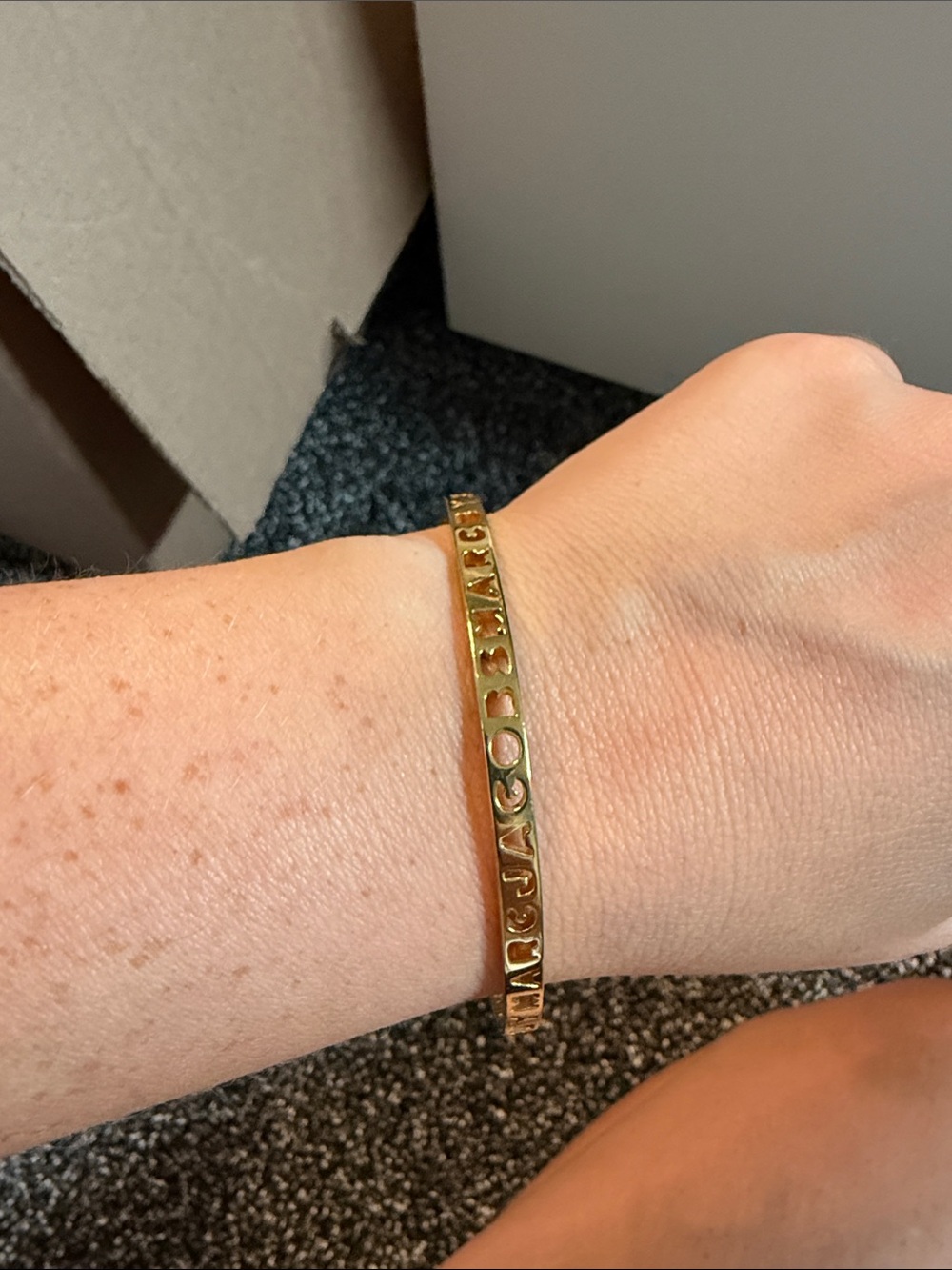 Marc Jacobs Gold Logo Cutout Bangle Bracelet